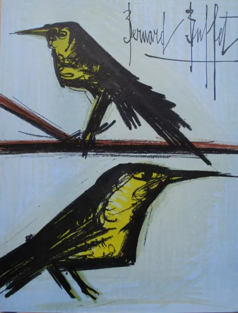 Bernard BUFFET : Les oiseaux,  LITHOGRAPHIE originale signée, 1967 par Mourlot