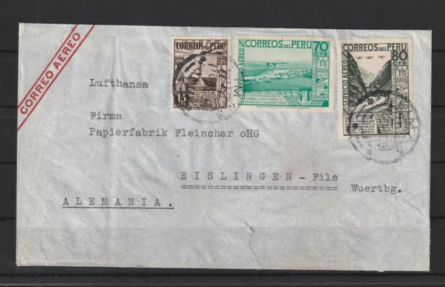 Peru Luftpost-Brief Lima nach Eislingen, 1939 #1091634