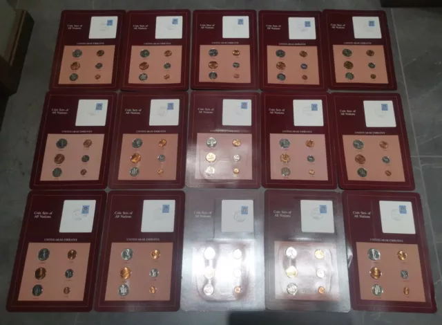 TOTAL 34 SETS Coin Sets of All Nations UAE United Arab Emirates 1973-1986