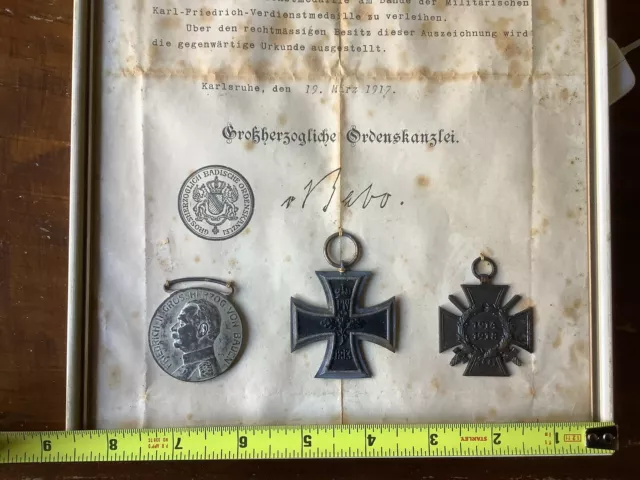 Medal German WW1 - Grouping  3 - Iron Cross 2nd Class W/ 2 others Cased Paper.