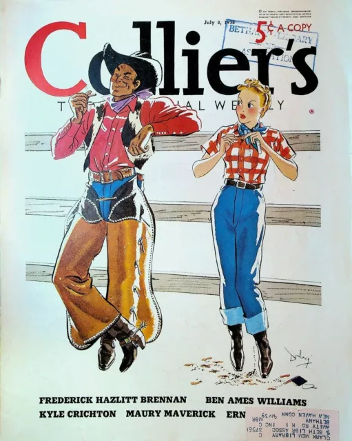 Collier's Magazine July 2 1938 Gilbert Darling Cowboy Cover Kathleen Norris