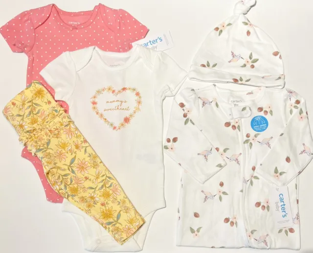 New Baby Girl Clothes 9 Months Pants Set And 9 Months Footed Sleeper Carters Lot