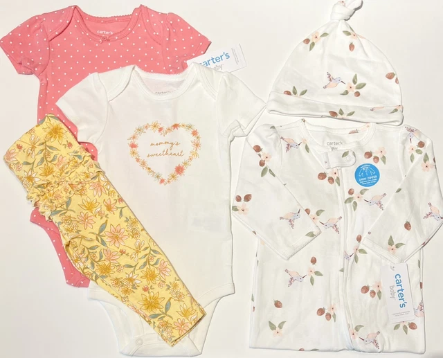 New Baby Girl Clothes 9 Months Pants Set And 9 Months Footed Sleeper Carters Lot