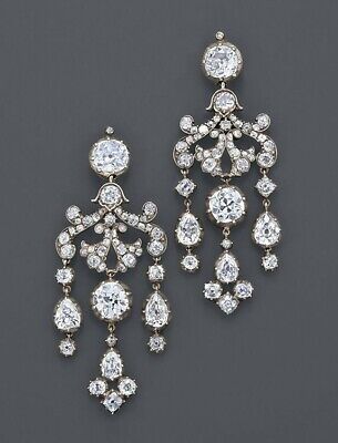 Style Ancien Victorien Edouardien Femmes Boucles Diamant 925 Argent Sterling