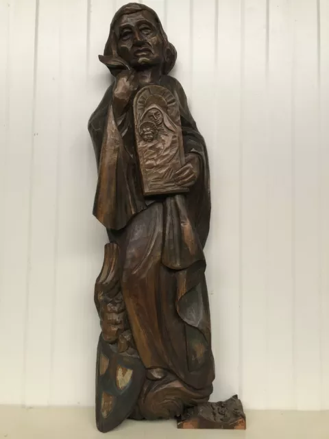 Stunning Carved Saint Wall Sculpture in wood 28.346 inch high