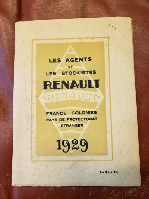 Livre Ancien Renault 1929 Les Agents Renault  France Colonies