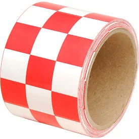 INCOM Checkerboard Hazard Tape - Red/White, 3"W x 54'L, 1 Roll Top Tape And