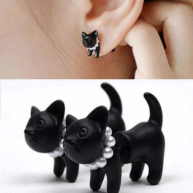Cicada Earrings 3D Cat Stud Earrings For Women Vintage Stud Cute Cat Dangle