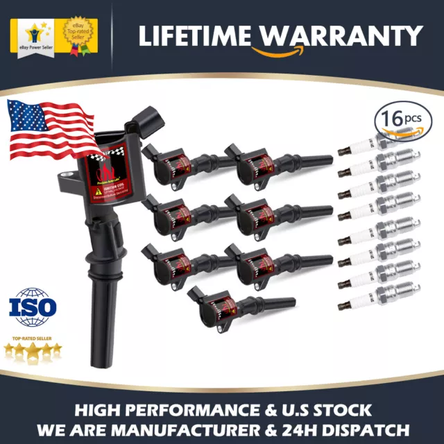 8X Ignition Coil Pack and Spark Plug For Ford F-150 4.6L DG508 SP479 FD503