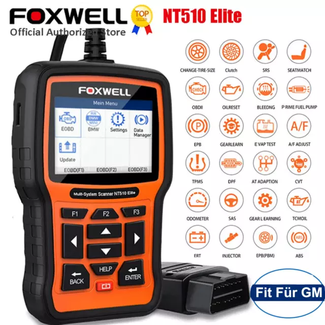 FOXWELL NT510 Auslesegerät KFZ Diagnosegerät Auto OBD2 Scanner All System Für GM