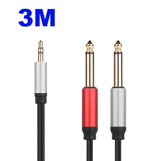 3.5mm 1/8" TRS to Dual 6.35mm 6.5 1/4" TS Mono Stereo Y Splitter Cable 1.5M~5M