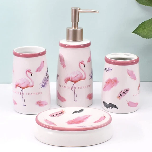 Céramique Salle de Bain Accessoires Set 4, Ensembles pour Maison Multicolore S2