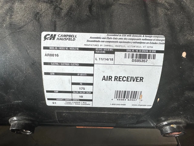 Campbell Hausfeld AR8016 Air Receiver - 10 Gal