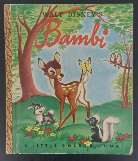 Vintage 1948 true first "A" edition Little Golden Book "Walt Disneys Bambi" VG!