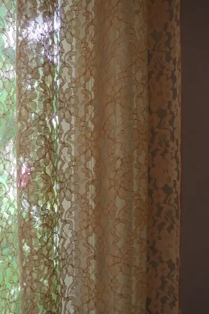 Floral Sheer Lace Window Curtain Panel Decorative Drapes for Home/Special Events