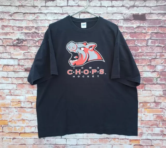 🔥 Iowa Chops AHL Hockey Black Short Sleeve Shirt Men's 2XL Anaheim Affiliate