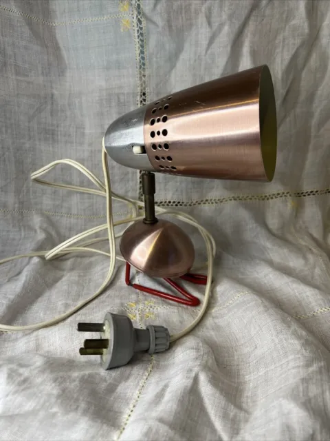 Vintage Anodised Aluminium Light - Copper/ Pink - Mid Century- Working