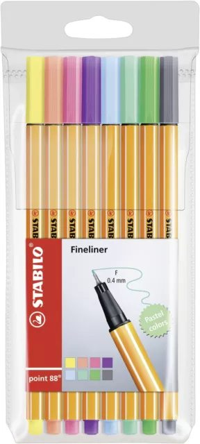 STABILO Fineliner Feinschreiber Point 88 8er Kunststoff-Etui Pastellfarben