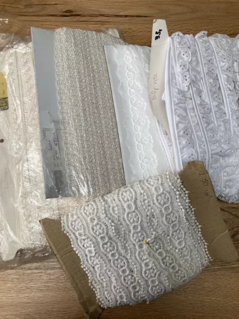 Bundle White & Cream Lace Trim Haberdashery Sewing Craft Embellishments Finishes