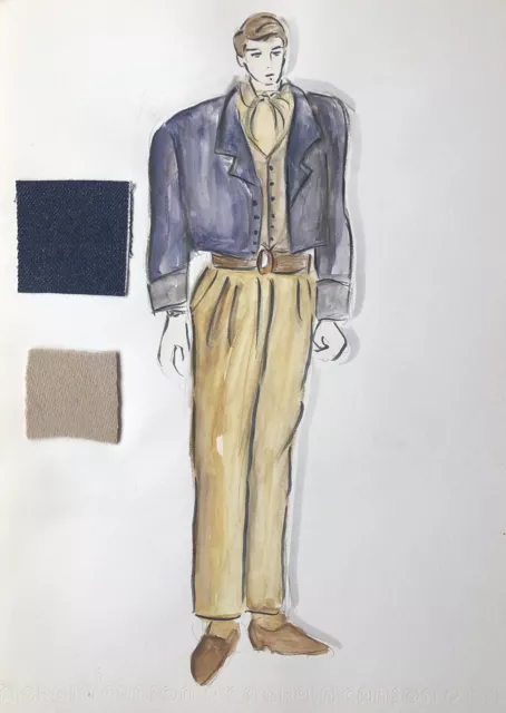 Dessin Original Vintage Croquis MODE Homme Pantalon Veste Manteau XXe #50