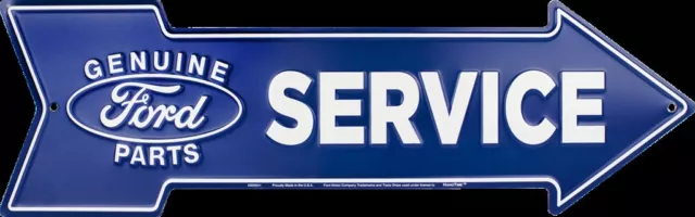 Ford Service Genuine Parts Embossed 20" X 6" Metal Arrow Sign Man Cave Garage