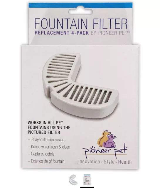 3 FILTERS FOR RAINDROP FOUNTAIN - Pioneer Pet 3002 Pet Fountain Filters 3pk