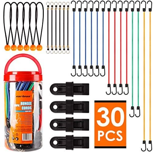 Cartman 30 Piece Premium Bungee Cords Assortment Jar Includes 10 Inch 18 Inch...