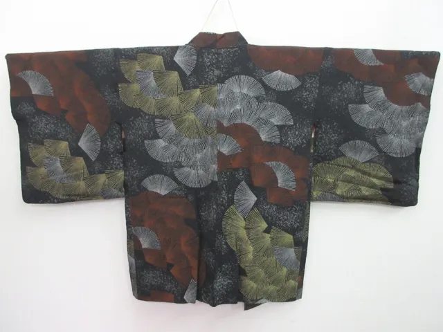 7795K4 Silk Vintage Japanese Kimono Haori Jacket Pine Tree Urushi