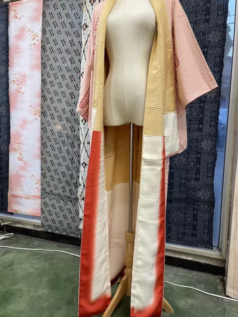 H&A Vintage Japanese KIMONO Kanoko-Mon Yukata cardigan Pink women