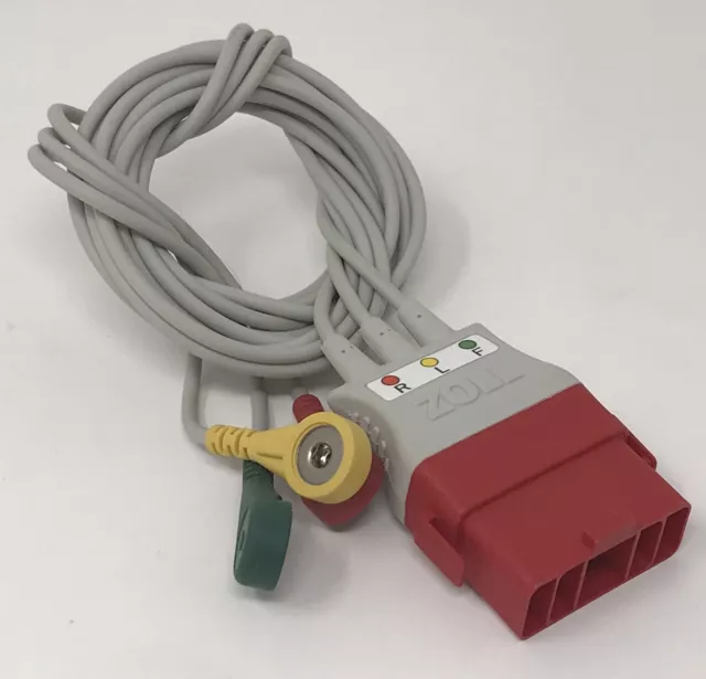 Zoll Cable, Adapter, 3 Lead ECG, IEC, Snap Connectors