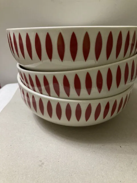 3x Marks & Spencer Eclipse Red Leaves 6.3/4”Diameter cereal Bowl/Dessert Bowl