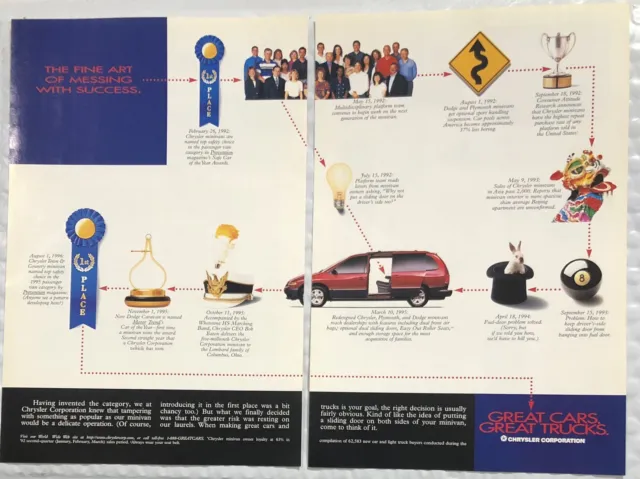 Vintage 1996 Original Print Ad Two Page - Chrysler - Messing With Success