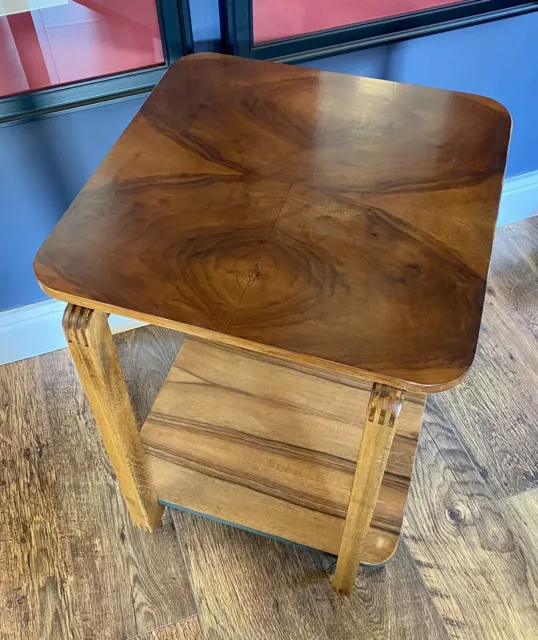 ART DECO TABLE TROLLEY c1930, ORIGINAL BURR WALNUT, PERIOD CASTORS, STUNNING 2