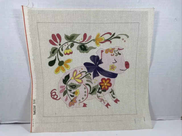 Colorido lienzo con aguja floral pintado a mano de cerdo 13 unidades