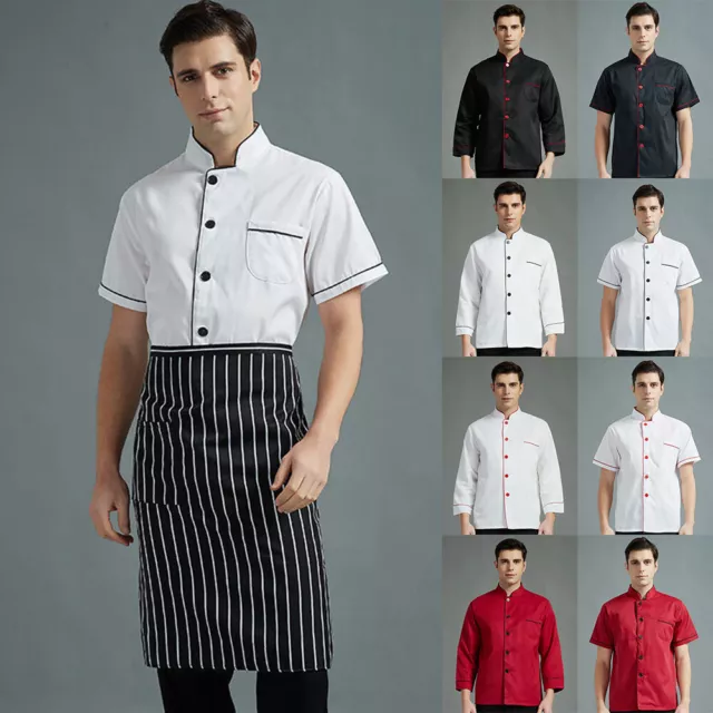 Unisex Restaurant Kitchen Chef Uniform Shirt Short/Long Sleeves Jacket Clothes