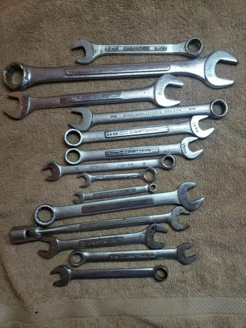 14 Craftsman-Proto,Snap-on & Misc Wrenches Different sizes opened end & combina
