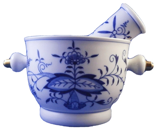 Rare Meissen Porcelain Blue Onion Mortar & Pestle Porzellan Zwiebelmuster German
