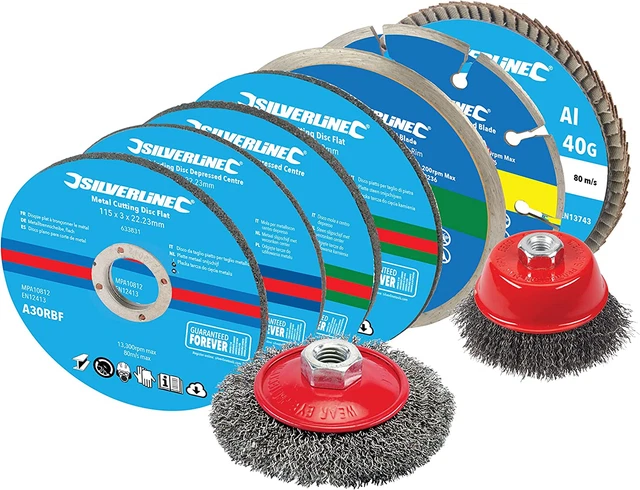 Kit de discos de corte y molienda Silverline 633831 12 piezas 115 mm
