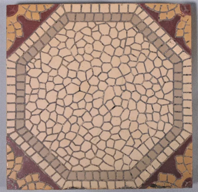 Vintage Encaustic Tile Mosaik Fabrik Sinzig Antique Floor for Trivet Table Top