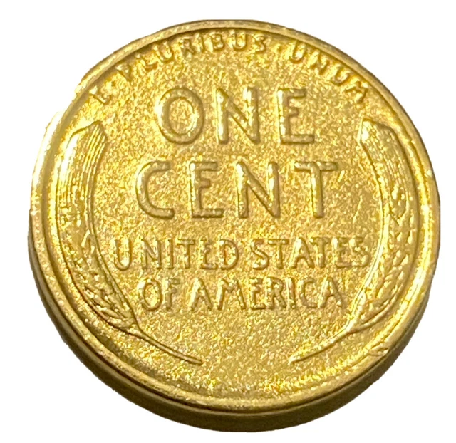 the 1934-S 14k  GOLD Wheat Penny Cent Vintage Antique Coin Old  Lincoln WW2 USA