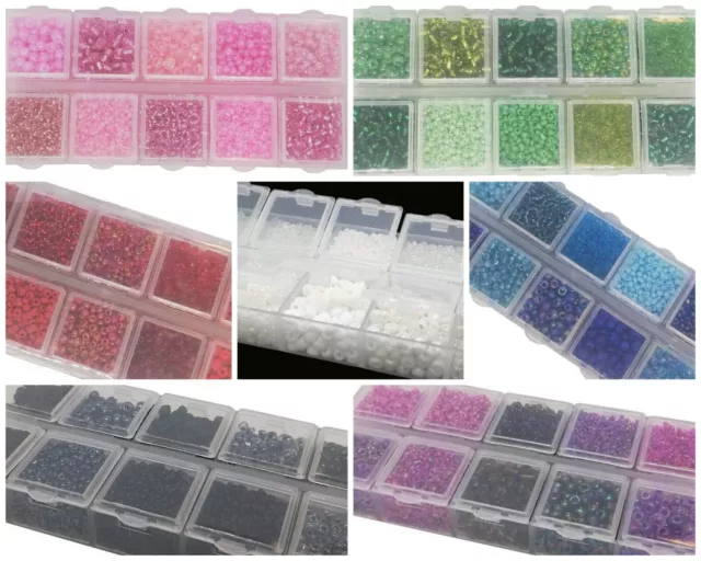 Rocailles Perlenset mit Sortierbox 120g Farbtöniges Glasperlen Seed Beads