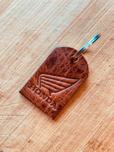 Handmade Leather Key Ring - Honda Wing