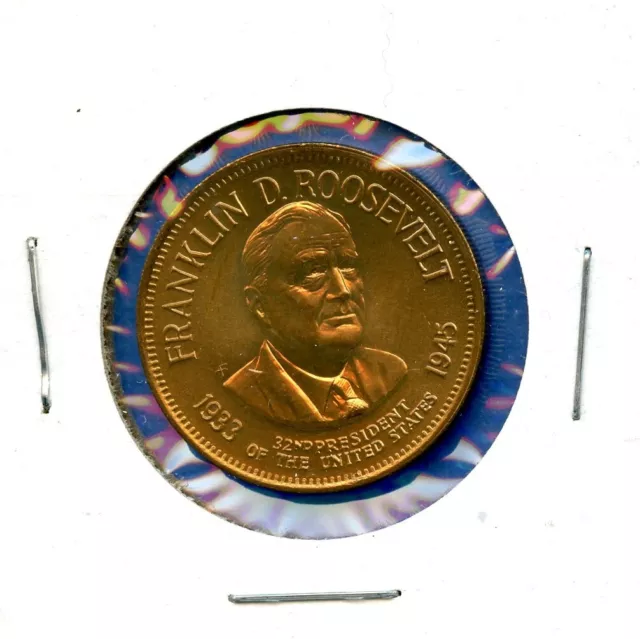 Franklin D Roosevelt 32nd President Commemorative #50 Vintage Token Medal 31mm
