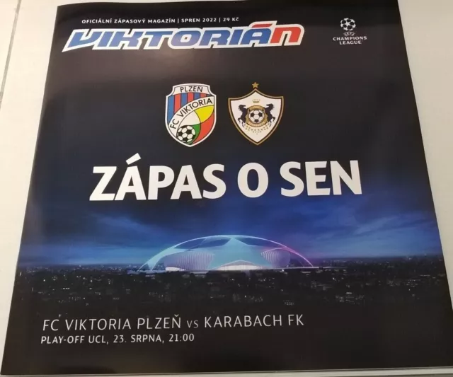 offizielles Programm UEFA Champions League 23.8.2022 Viktoria Plzen - Qarabag FK