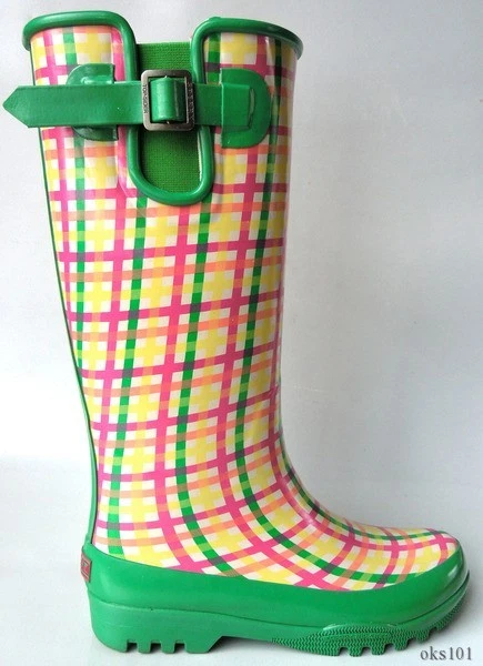 new SPERRY Top-Sider 'Pelican' green/coral plaid fleece-lined SNOW RAIN BOOTS new SPERRY Top-Sider 'Pelican' green/coral plaid fleece-lined SNOW RAIN BOOTS