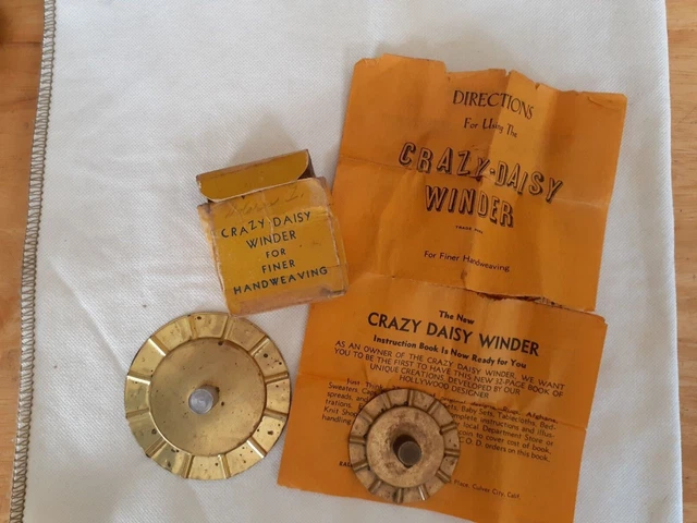 Instrucciones de herramienta de tejido a mano Crazy Daisy Winder + caja Springer Co EE. UU. 2 tallas