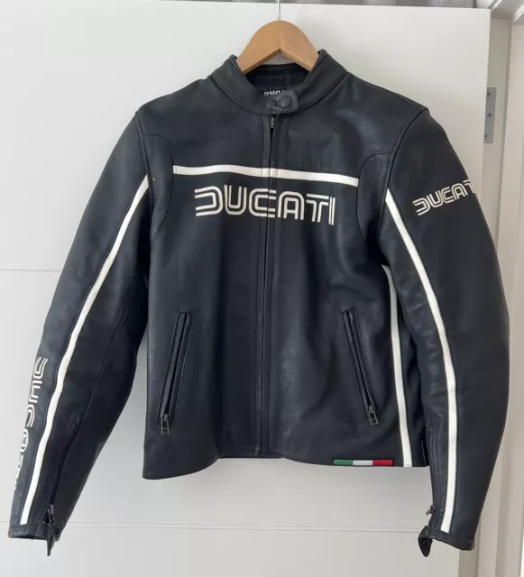 Woman’s Ducati Leather Motorcycle Jacket by Dainese. Black. Size EUR 46. As New