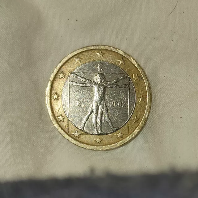 AU Rare Euro Coin 2002 Italia. 1 Euro Leonardo Da Vinci 世界硬币 Collection