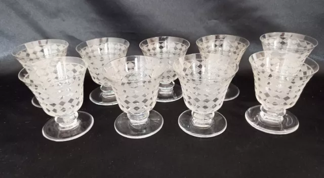 9 Vasos A Porto De Cristal De Baccarat Modelo Postal-Quiberon Art Déco