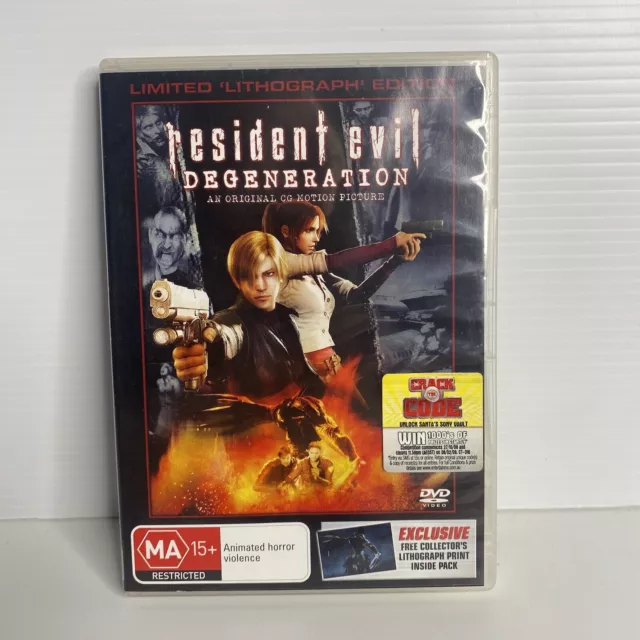 Resident Evil - Degeneration (DVD, 2009) Missing Lithograph R4 Horror Animated